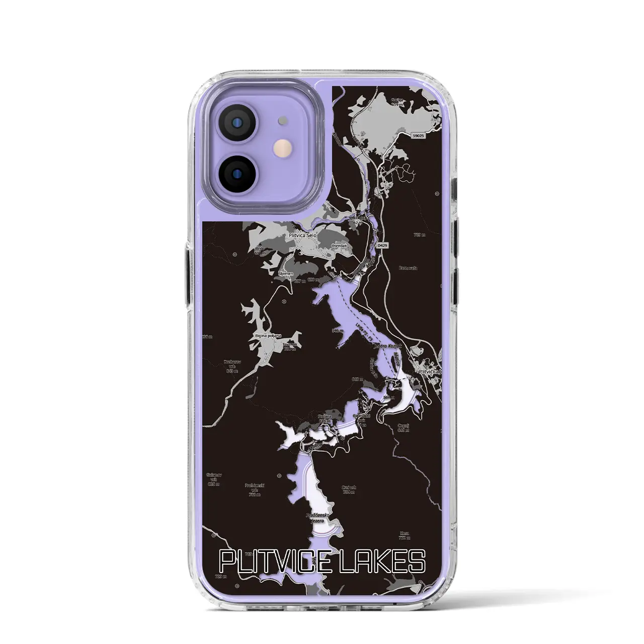 【プリトヴィツェ湖群（クロアチア）】地図柄iPhoneケース（MagSafeタイプ）