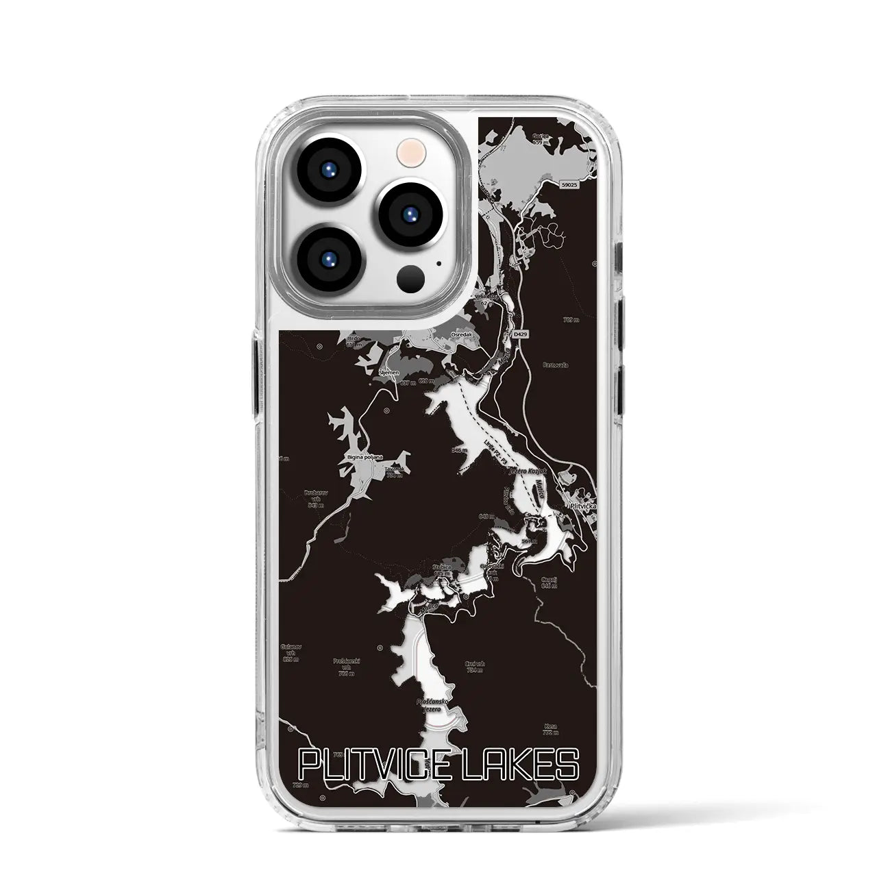 【プリトヴィツェ湖群（クロアチア）】地図柄iPhoneケース（MagSafeタイプ）