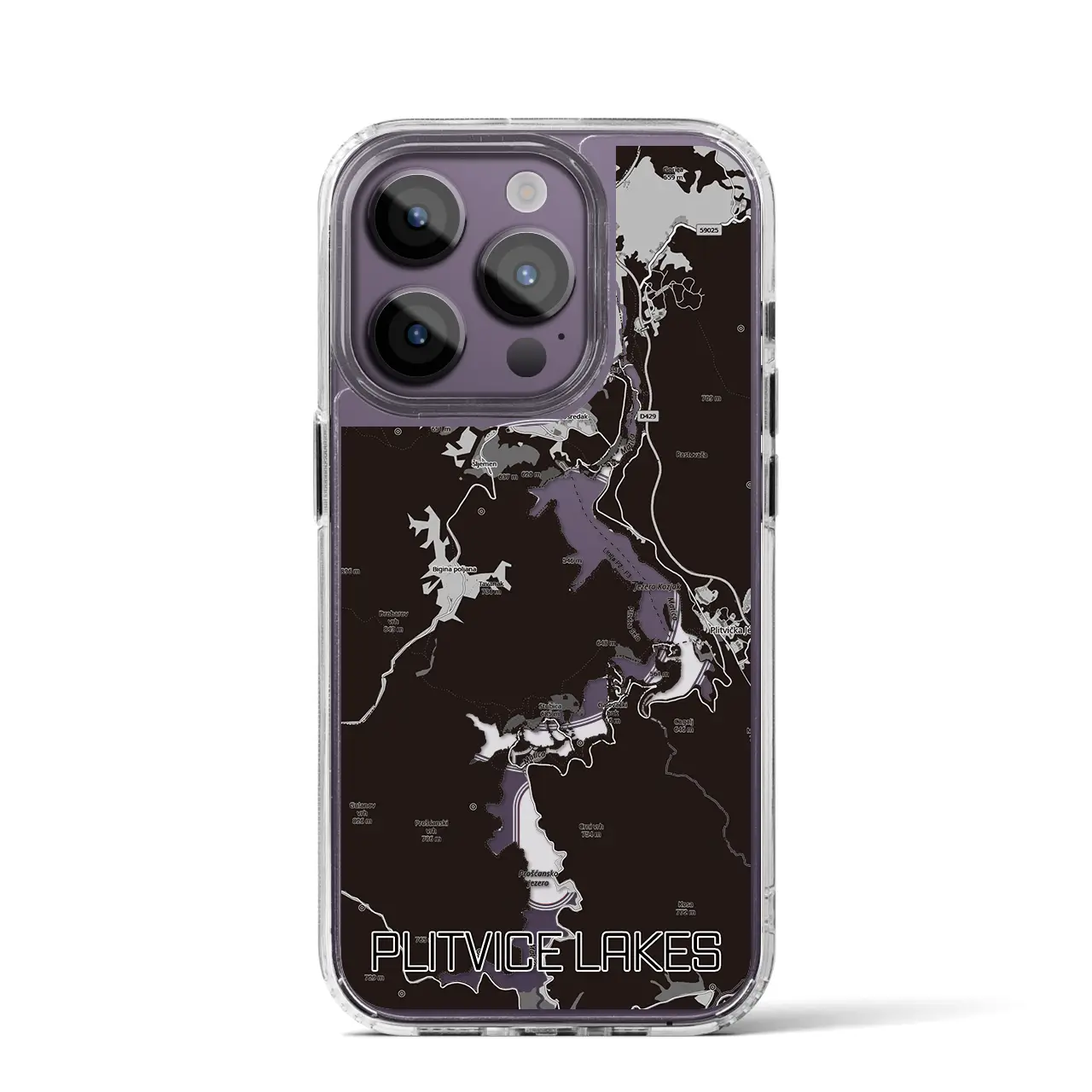 【プリトヴィツェ湖群（クロアチア）】地図柄iPhoneケース（MagSafeタイプ）
