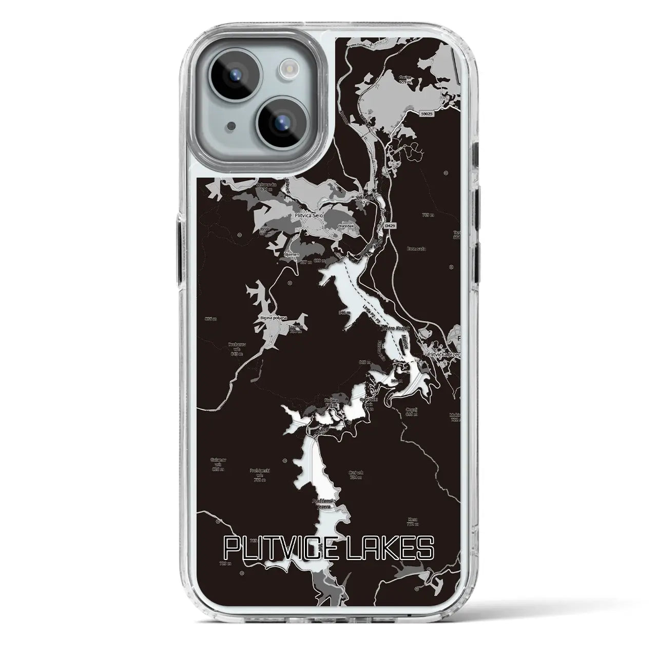 【プリトヴィツェ湖群（クロアチア）】地図柄iPhoneケース（MagSafeタイプ）
