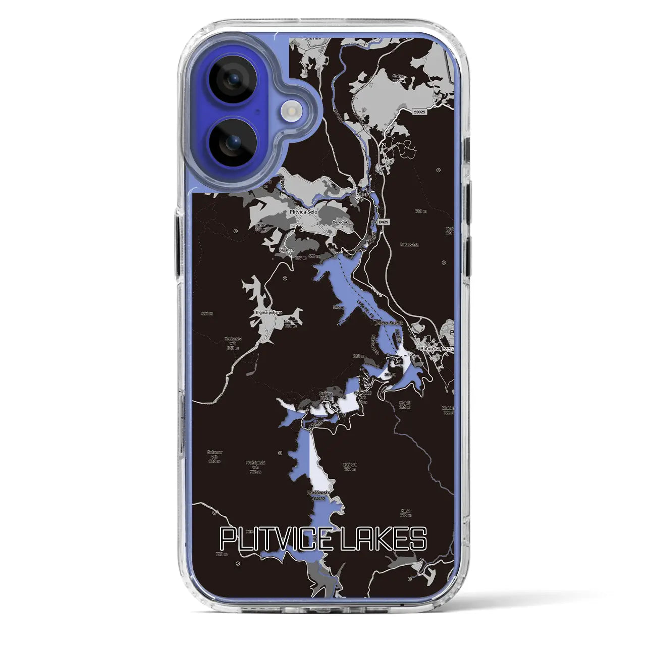 【プリトヴィツェ湖群（クロアチア）】地図柄iPhoneケース（MagSafeタイプ）