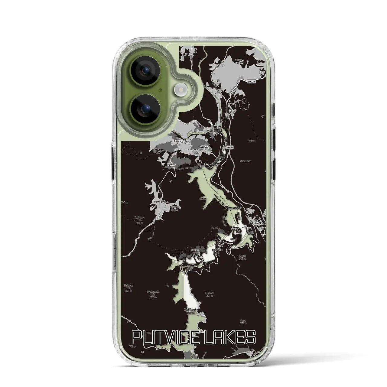 【プリトヴィツェ湖群（クロアチア）】地図柄iPhoneケース（MagSafeタイプ）