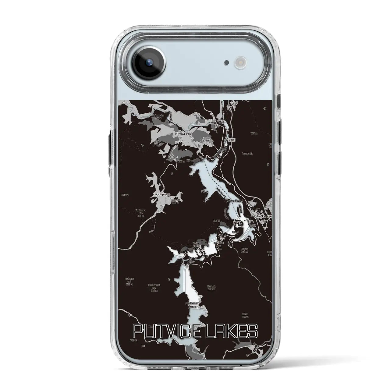 【プリトヴィツェ湖群（クロアチア）】地図柄iPhoneケース（MagSafeタイプ）