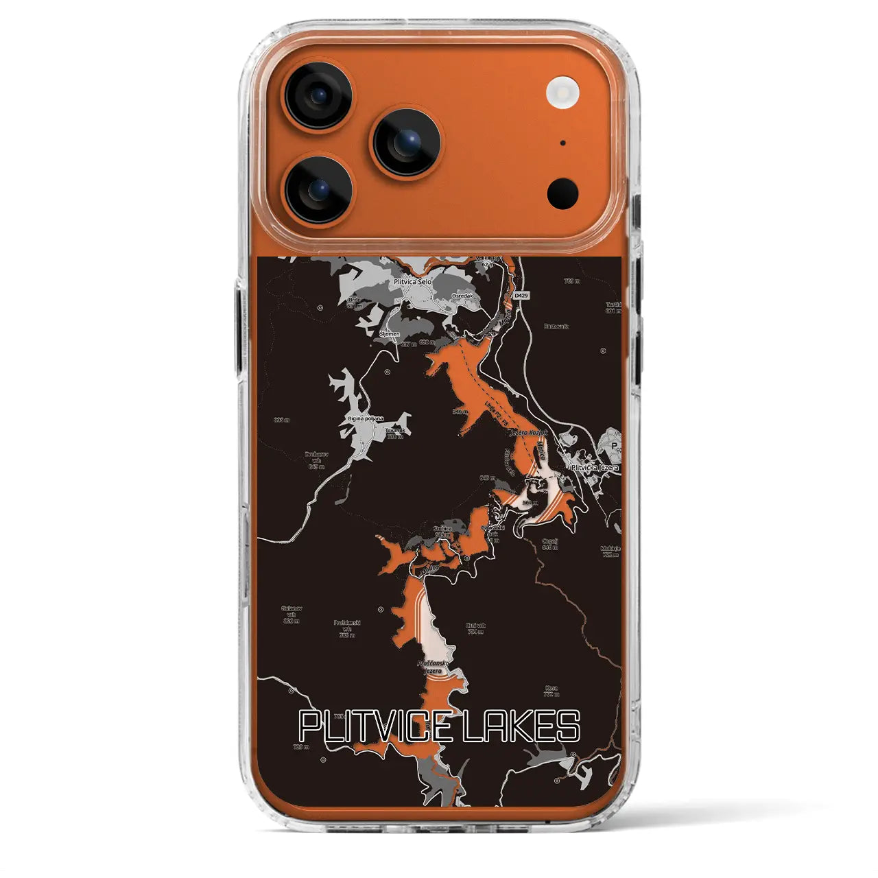 【プリトヴィツェ湖群（クロアチア）】地図柄iPhoneケース（MagSafeタイプ）