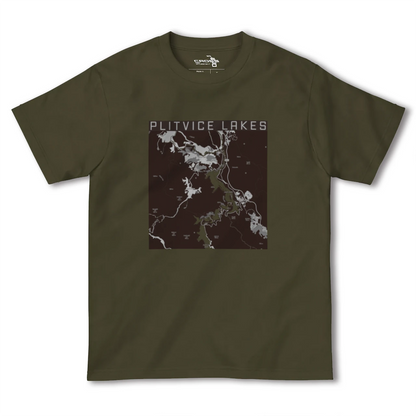 【プリトヴィツェ湖群（クロアチア）】地図柄ヘビーウェイトTシャツ