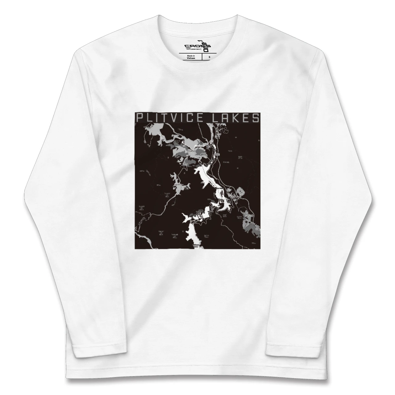 【プリトヴィツェ湖群（クロアチア）】地図柄ロングスリーブTシャツ