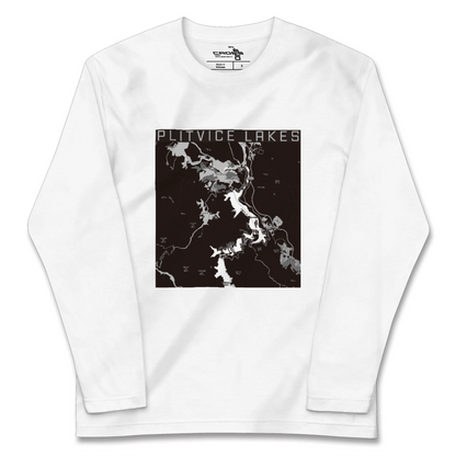 【プリトヴィツェ湖群（クロアチア）】地図柄ロングスリーブTシャツ