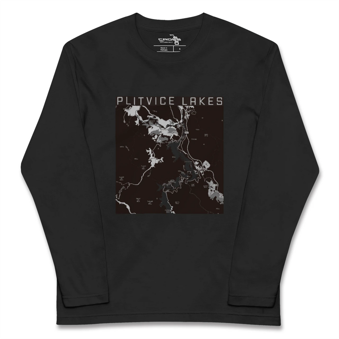 【プリトヴィツェ湖群（クロアチア）】地図柄ロングスリーブTシャツ