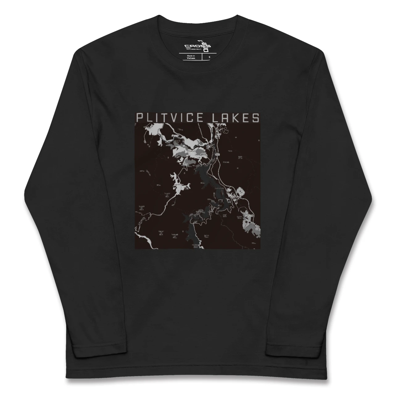 【プリトヴィツェ湖群（クロアチア）】地図柄ロングスリーブTシャツ