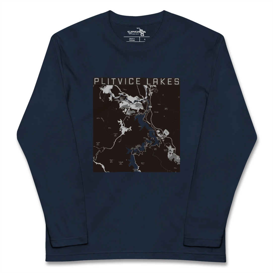 【プリトヴィツェ湖群（クロアチア）】地図柄ロングスリーブTシャツ