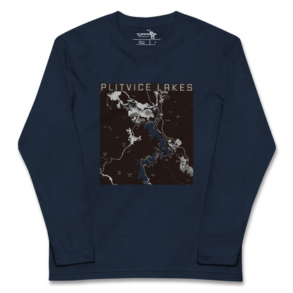 【プリトヴィツェ湖群（クロアチア）】地図柄ロングスリーブTシャツ