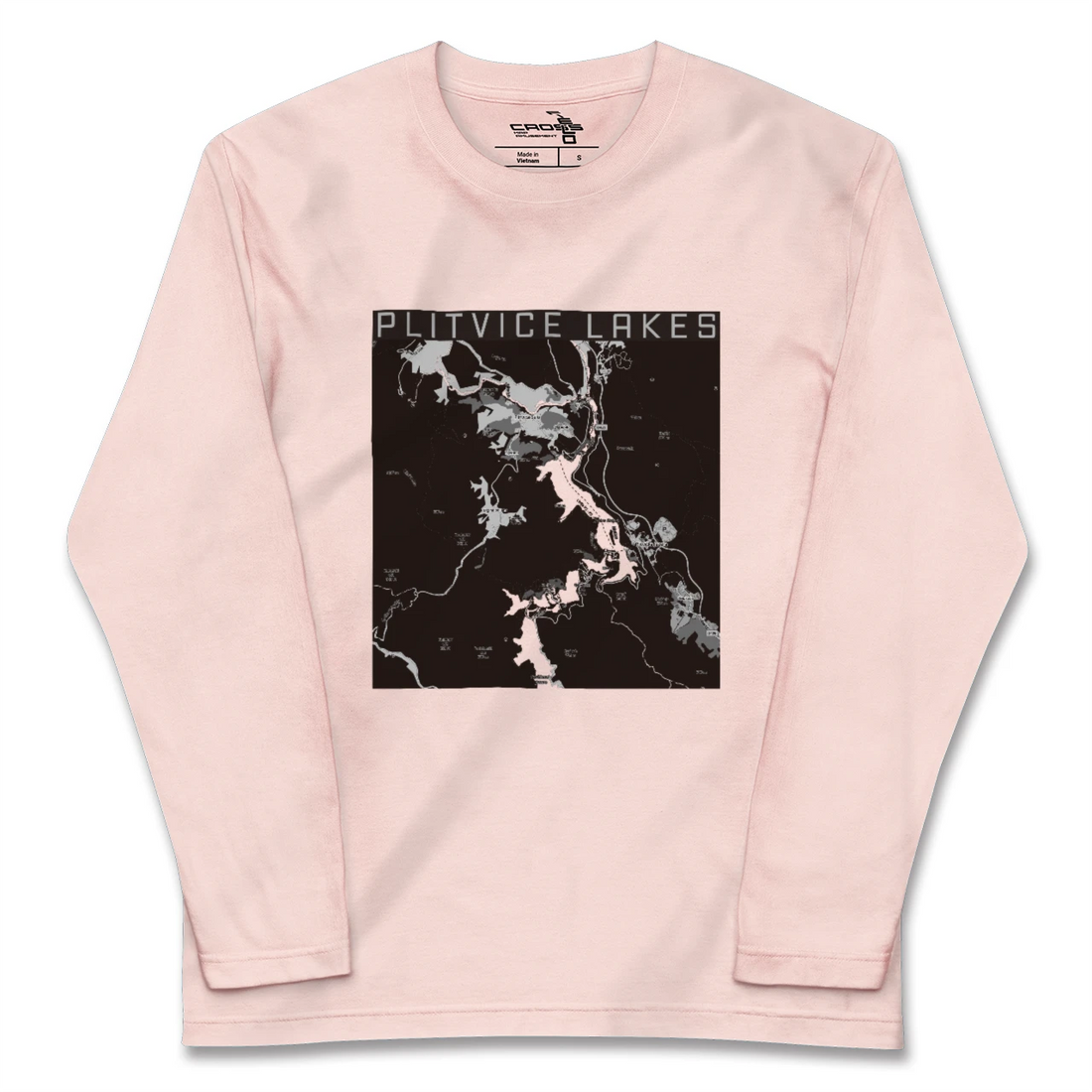 【プリトヴィツェ湖群（クロアチア）】地図柄ロングスリーブTシャツ