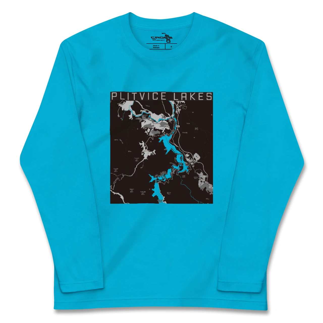 【プリトヴィツェ湖群（クロアチア）】地図柄ロングスリーブTシャツ