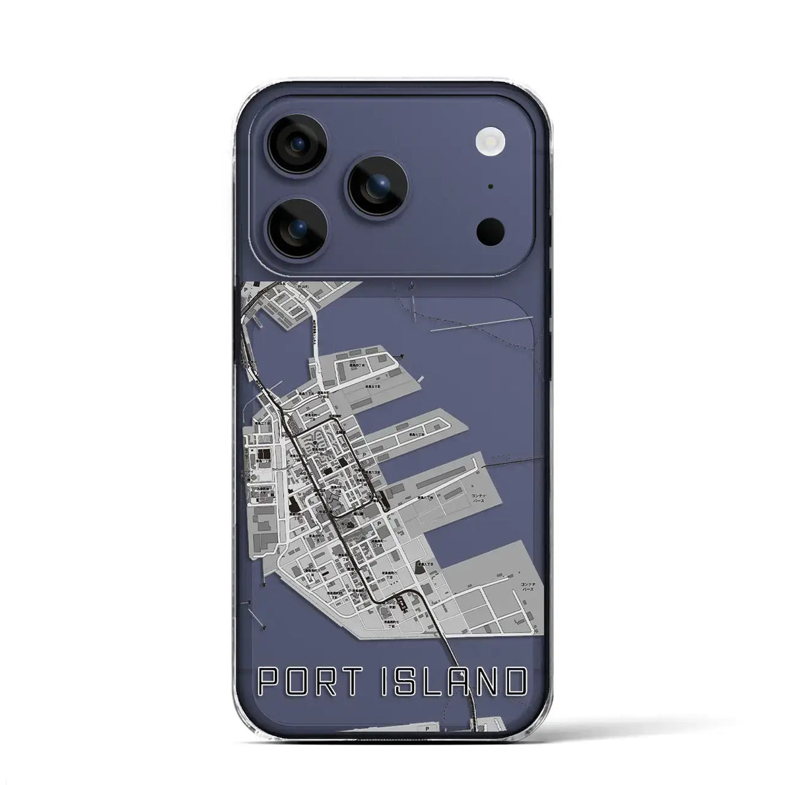 【ポートアイランド（兵庫県）】地図柄iPhoneケース（クリアタイプ）