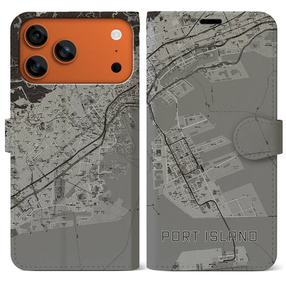 【ポートアイランド（兵庫県）】地図柄iPhoneケース（手帳タイプ）