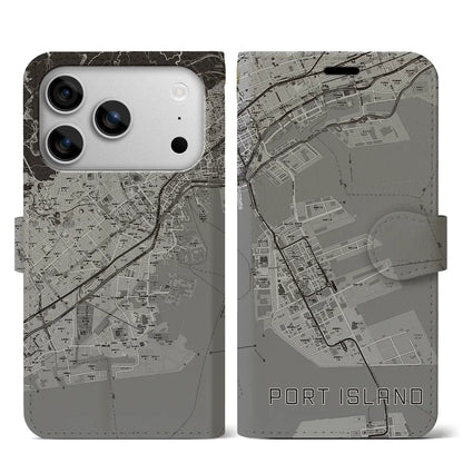 【ポートアイランド（兵庫県）】地図柄iPhoneケース（手帳タイプ）