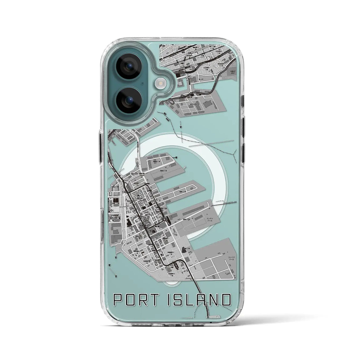 【ポートアイランド(兵庫県)】地図柄iPhoneケース(MagSafeタイプ)モノトーン・iPhone 16 Pro 用