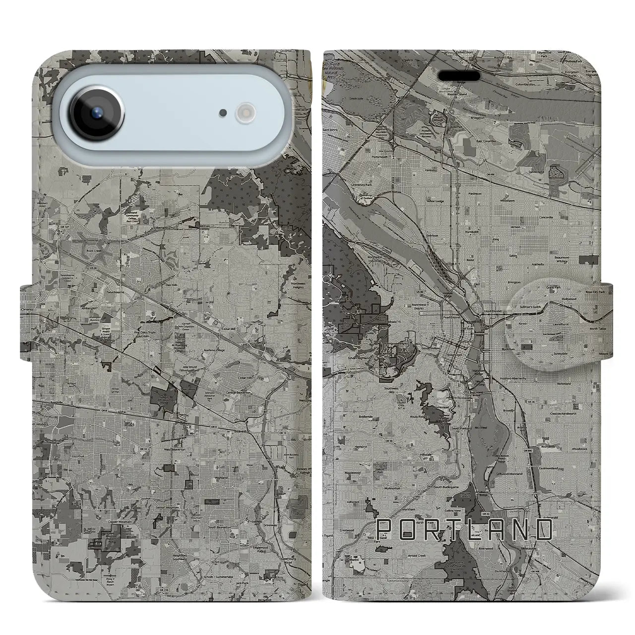 【ポートランド（アメリカ）】地図柄iPhoneケース（手帳タイプ）