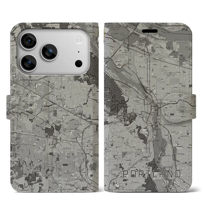 【ポートランド（アメリカ）】地図柄iPhoneケース（手帳タイプ）