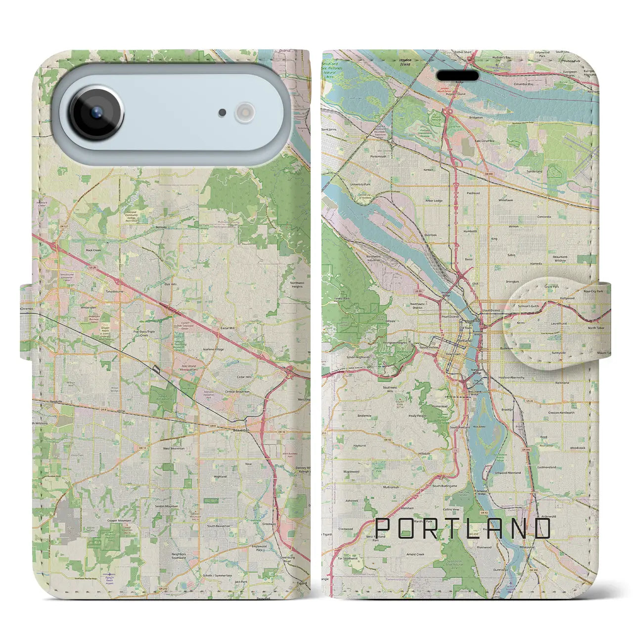 【ポートランド（アメリカ）】地図柄iPhoneケース（手帳タイプ）