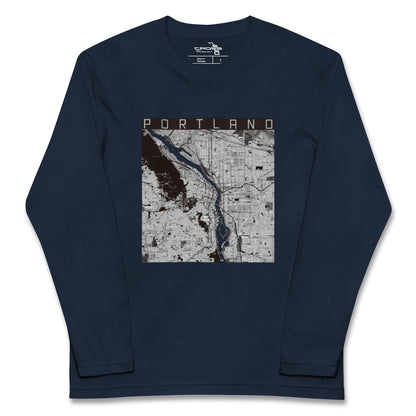 【ポートランド（アメリカ）】地図柄ロングスリーブTシャツ