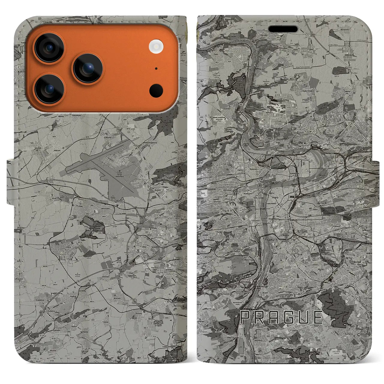 【プラハ（チェコ）】地図柄iPhoneケース（手帳タイプ）