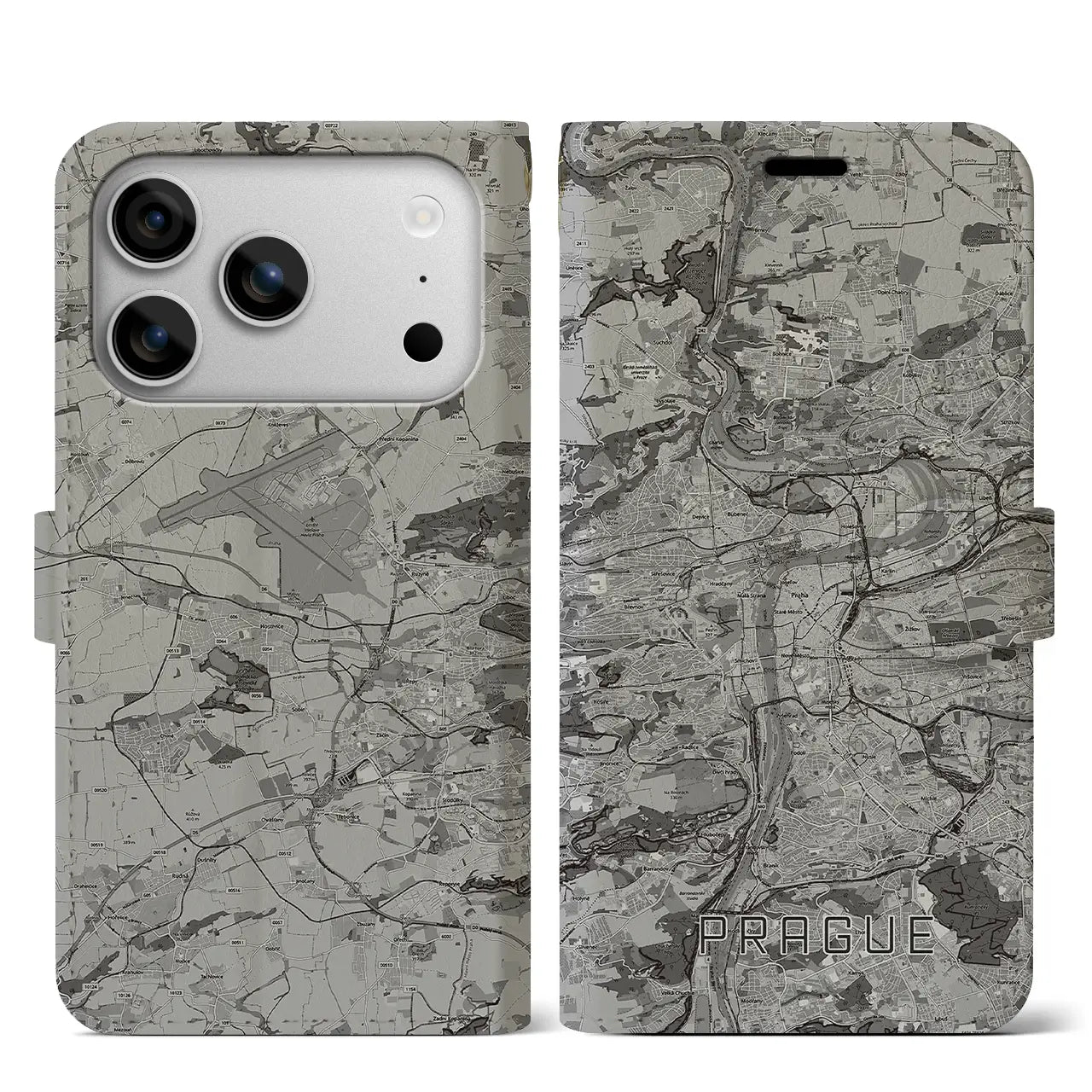 【プラハ（チェコ）】地図柄iPhoneケース（手帳タイプ）