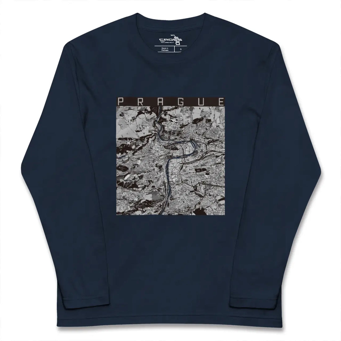 【プラハ(チェコ)】地図柄ロングスリーブTシャツ