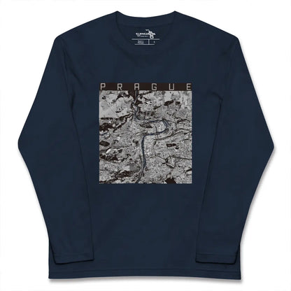 【プラハ（チェコ）】地図柄ロングスリーブTシャツ