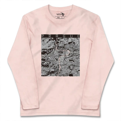 【プラハ（チェコ）】地図柄ロングスリーブTシャツ