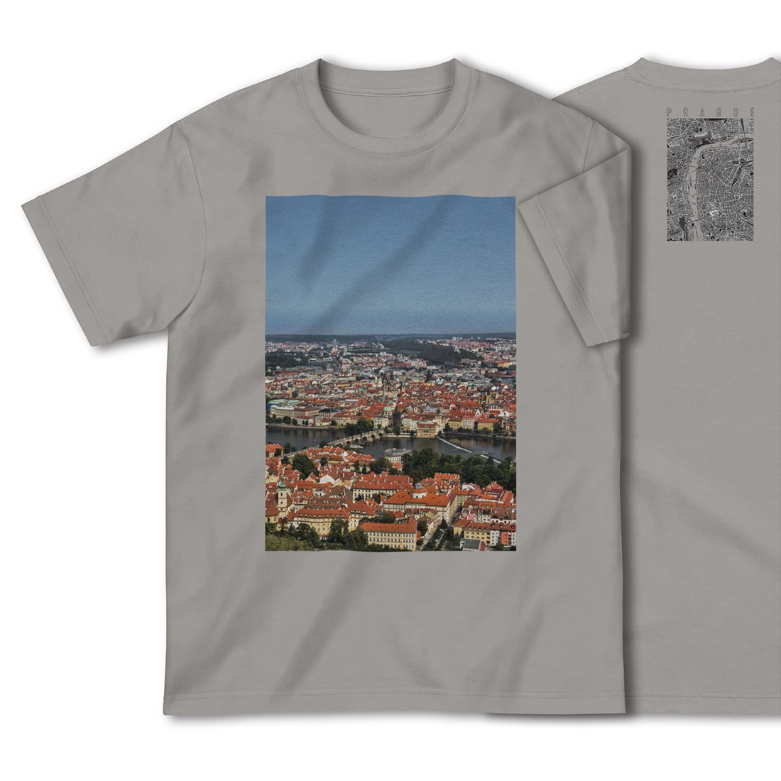 【プラハ(チェコ)】Map World ハイクオリティTシャツ