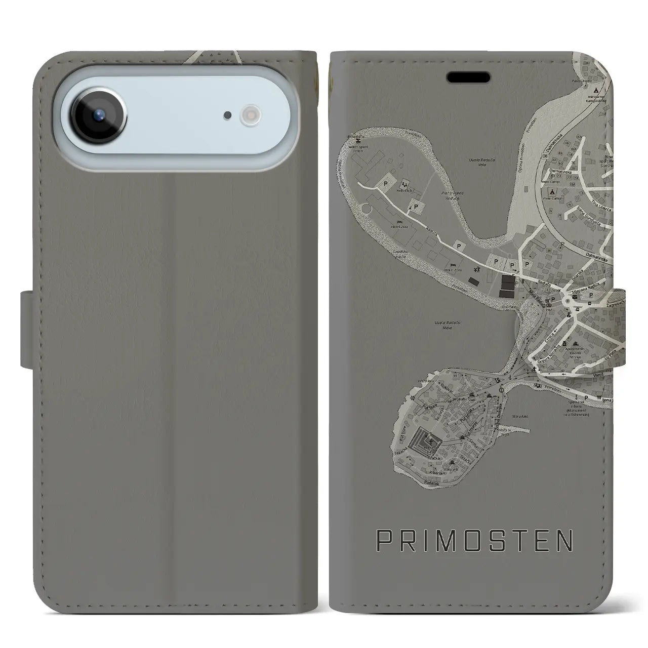 【プリモシュテン（クロアチア）】地図柄iPhoneケース（手帳タイプ）