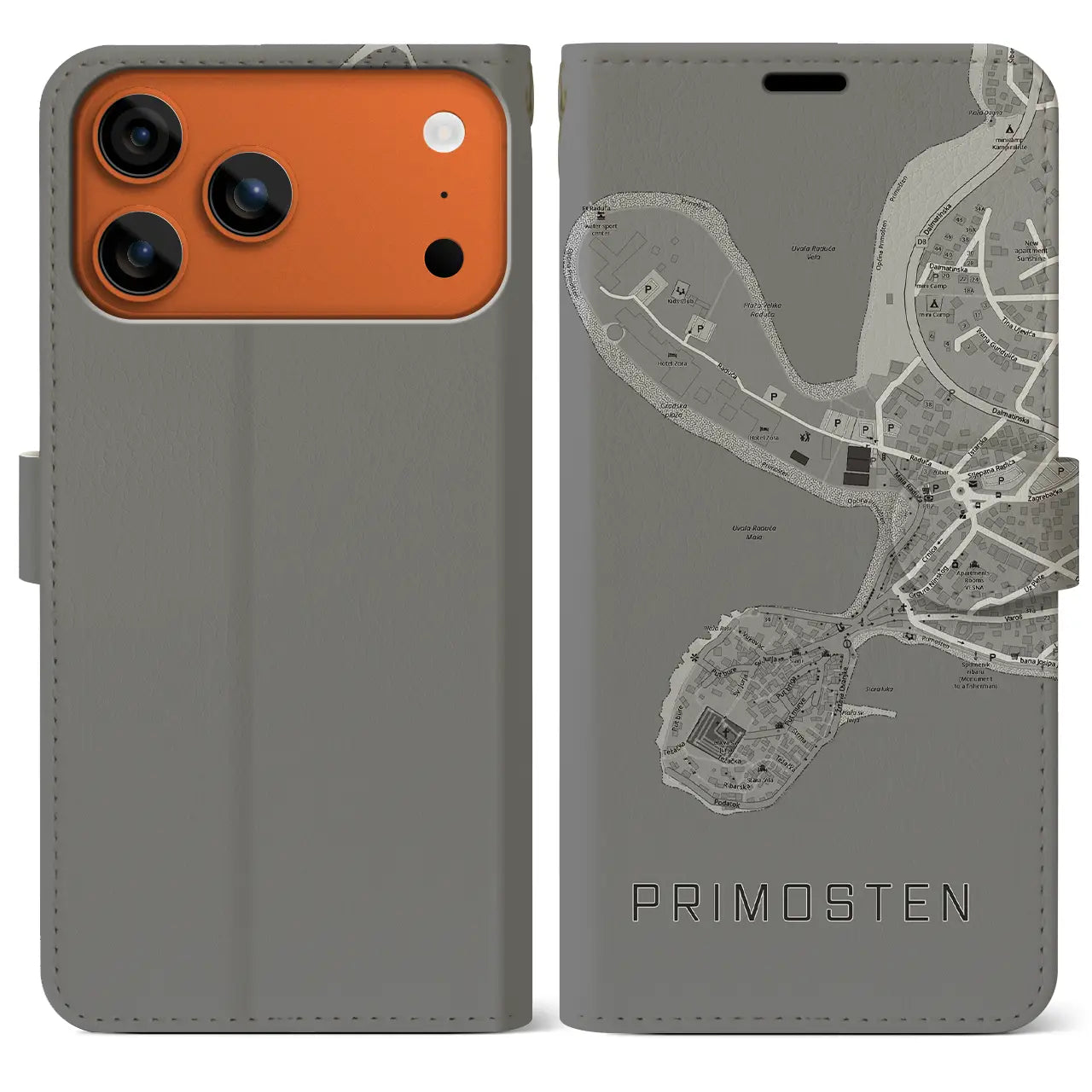 【プリモシュテン（クロアチア）】地図柄iPhoneケース（手帳タイプ）