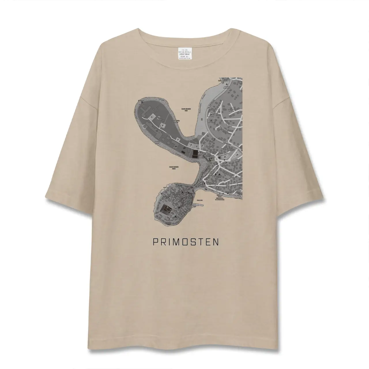 【プリモシュテン（クロアチア）】地図柄ビッグシルエットTシャツ