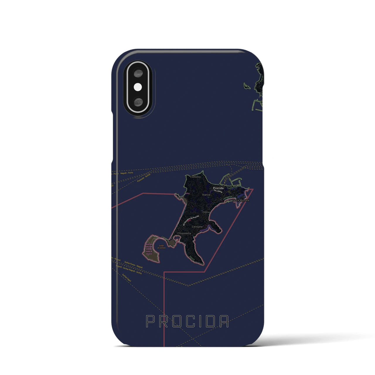 【プローチダ（イタリア）】地図柄iPhoneケース（バックカバータイプ）