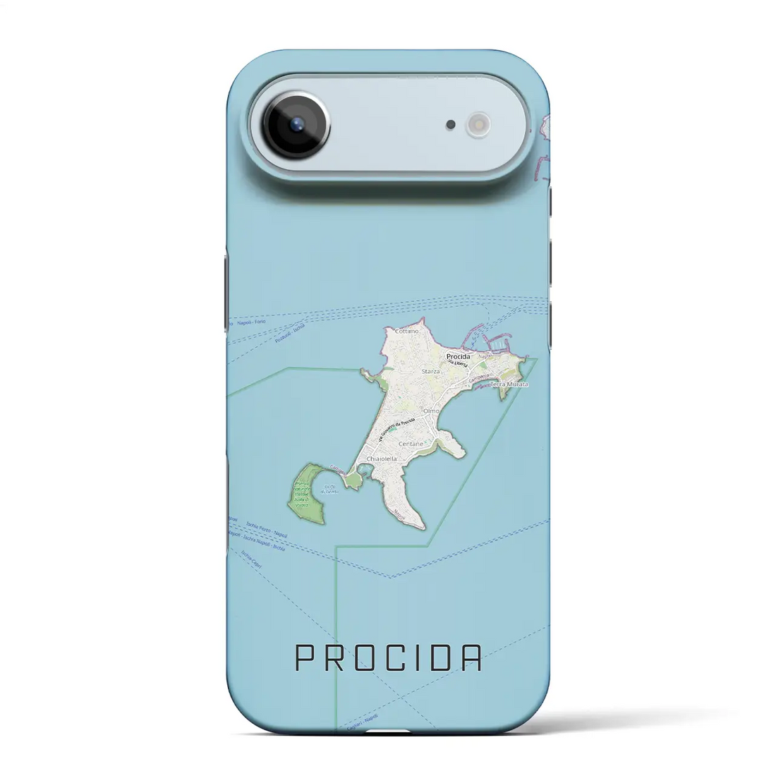 【プローチダ(イタリア)】地図柄iPhoneケース(バックカバータイプ)ブラック・iPhone 17 Pro Max 用