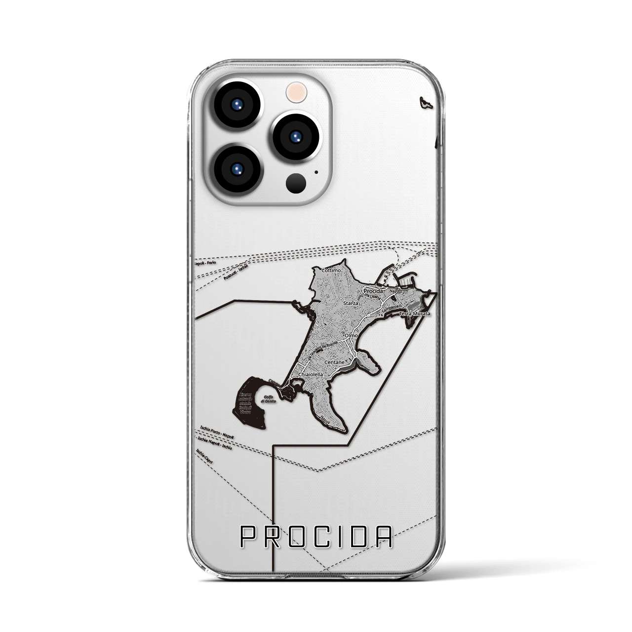 【プローチダ（イタリア）】地図柄iPhoneケース（クリアタイプ）