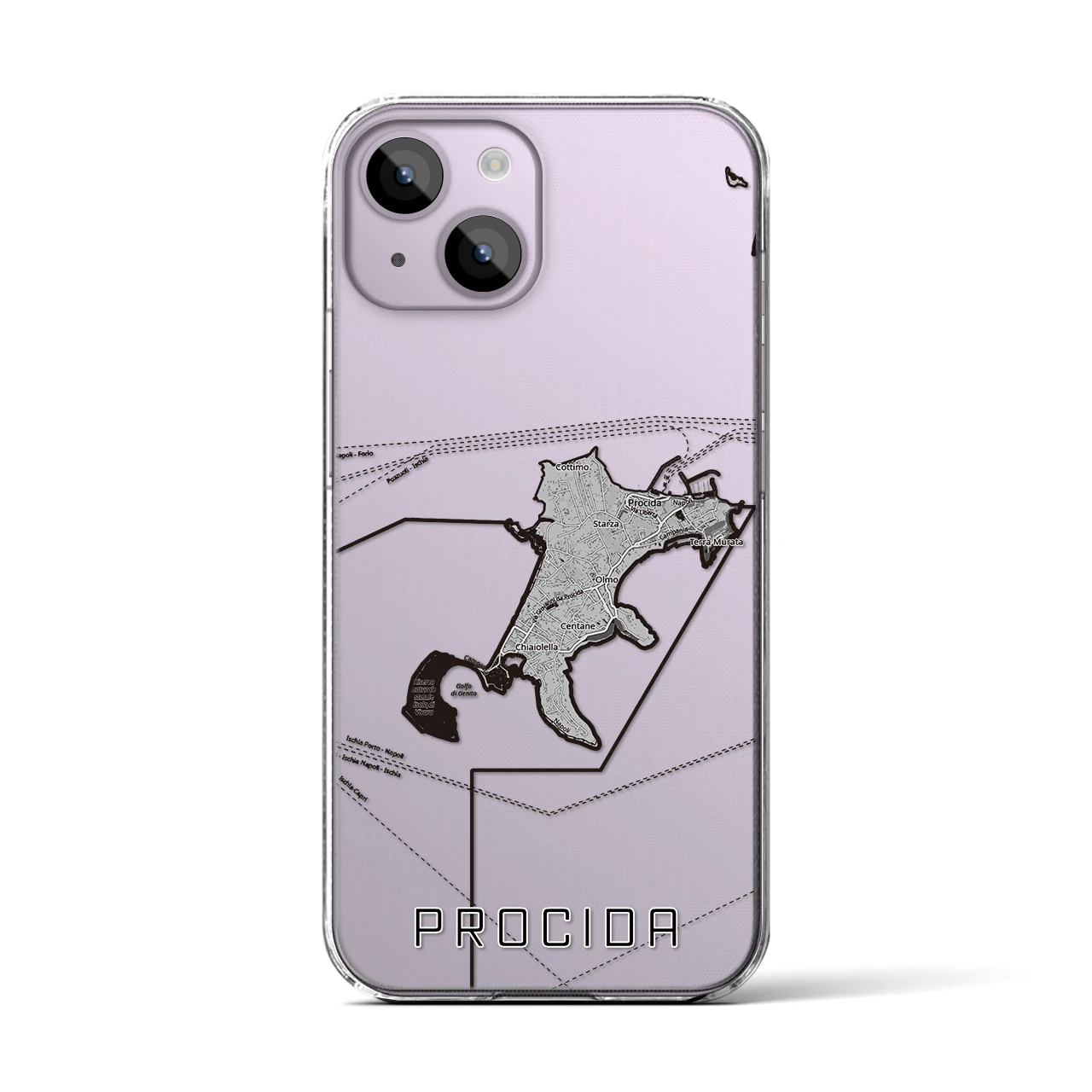 【プローチダ（イタリア）】地図柄iPhoneケース（クリアタイプ）