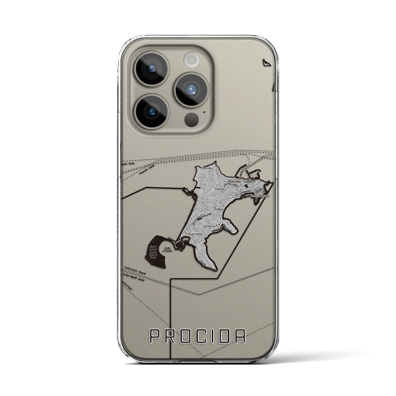 【プローチダ（イタリア）】地図柄iPhoneケース（クリアタイプ）