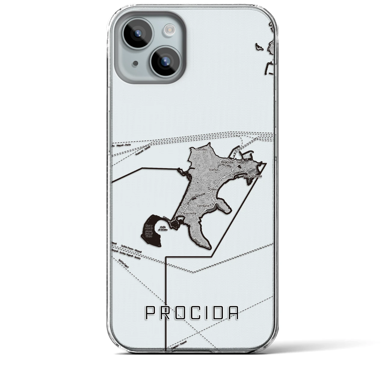 【プローチダ（イタリア）】地図柄iPhoneケース（クリアタイプ）