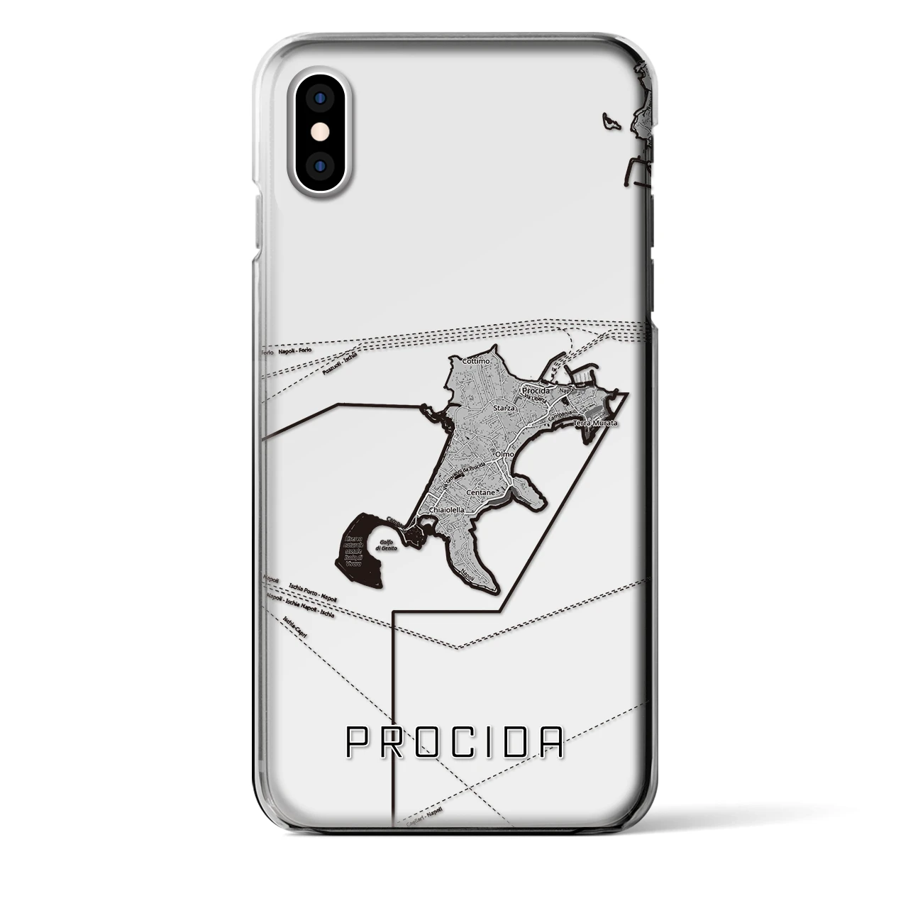 【プローチダ（イタリア）】地図柄iPhoneケース（クリアタイプ）