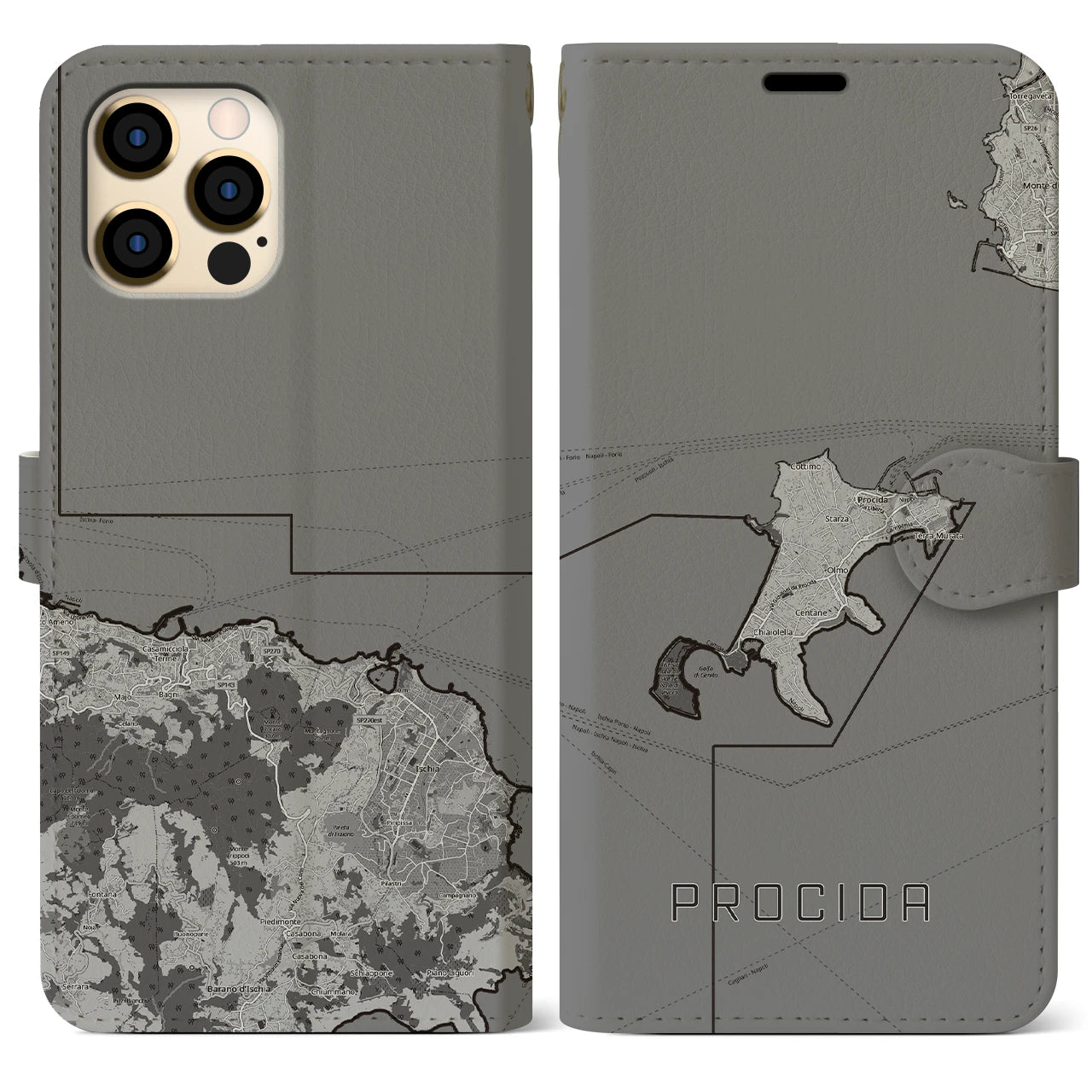 【プローチダ（イタリア）】地図柄iPhoneケース（手帳タイプ）