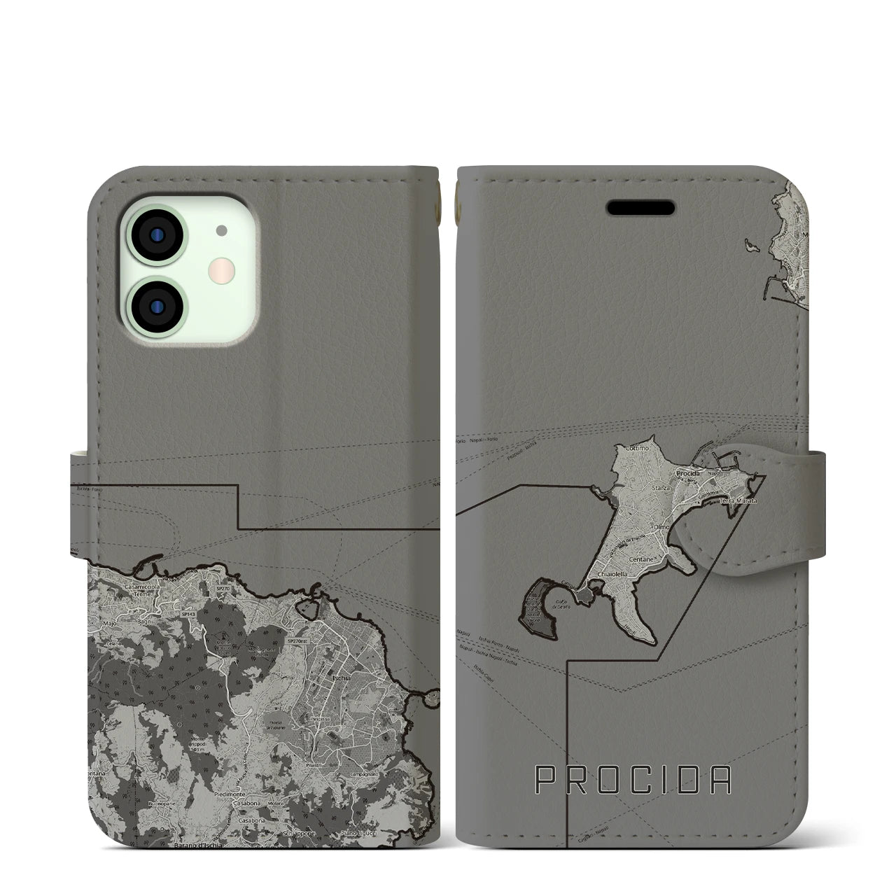 【プローチダ（イタリア）】地図柄iPhoneケース（手帳タイプ）