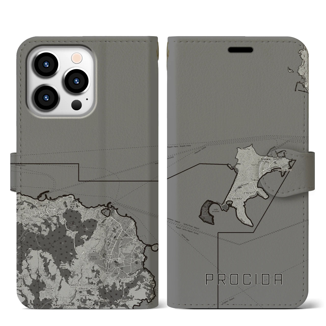 【プローチダ（イタリア）】地図柄iPhoneケース（手帳タイプ）