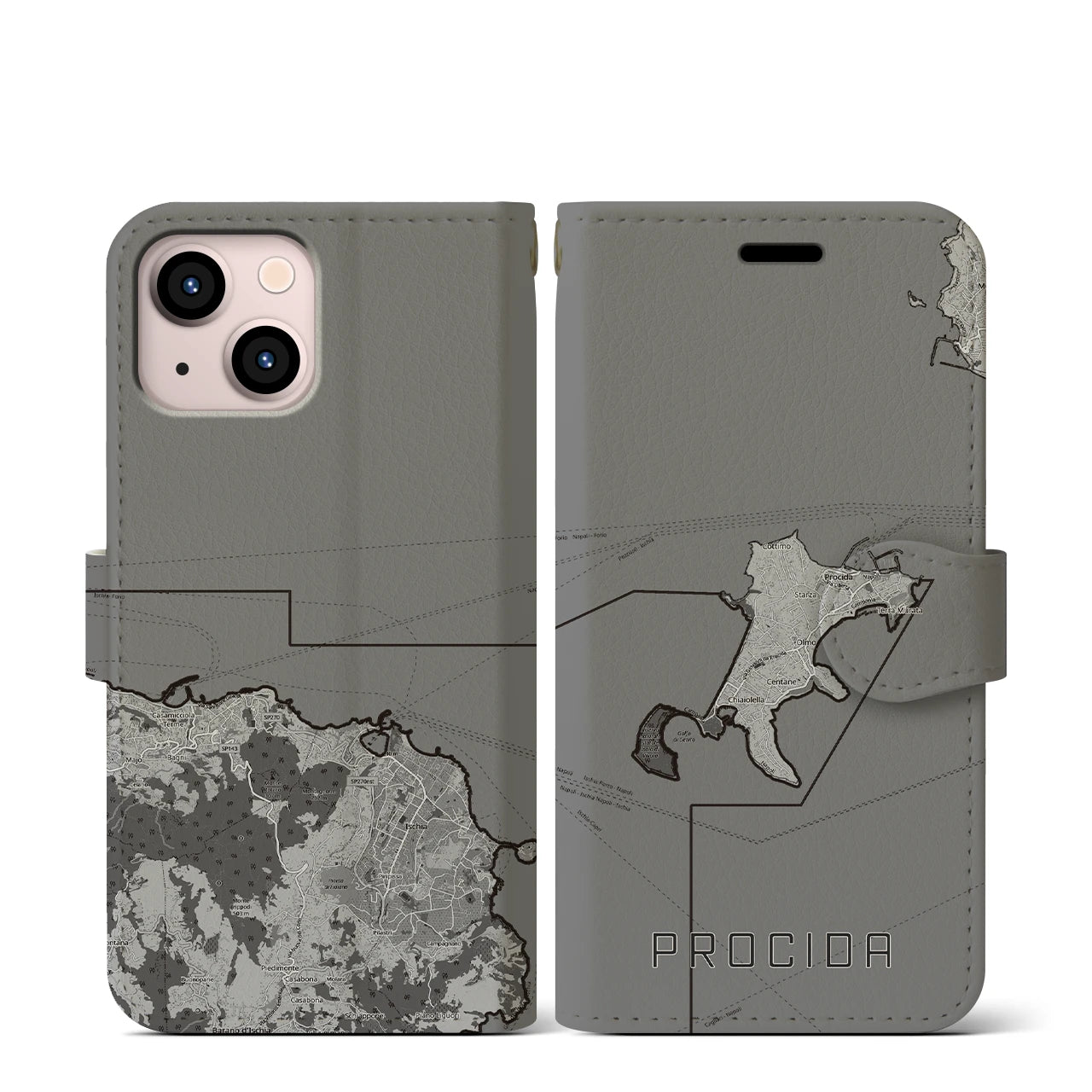 【プローチダ（イタリア）】地図柄iPhoneケース（手帳タイプ）