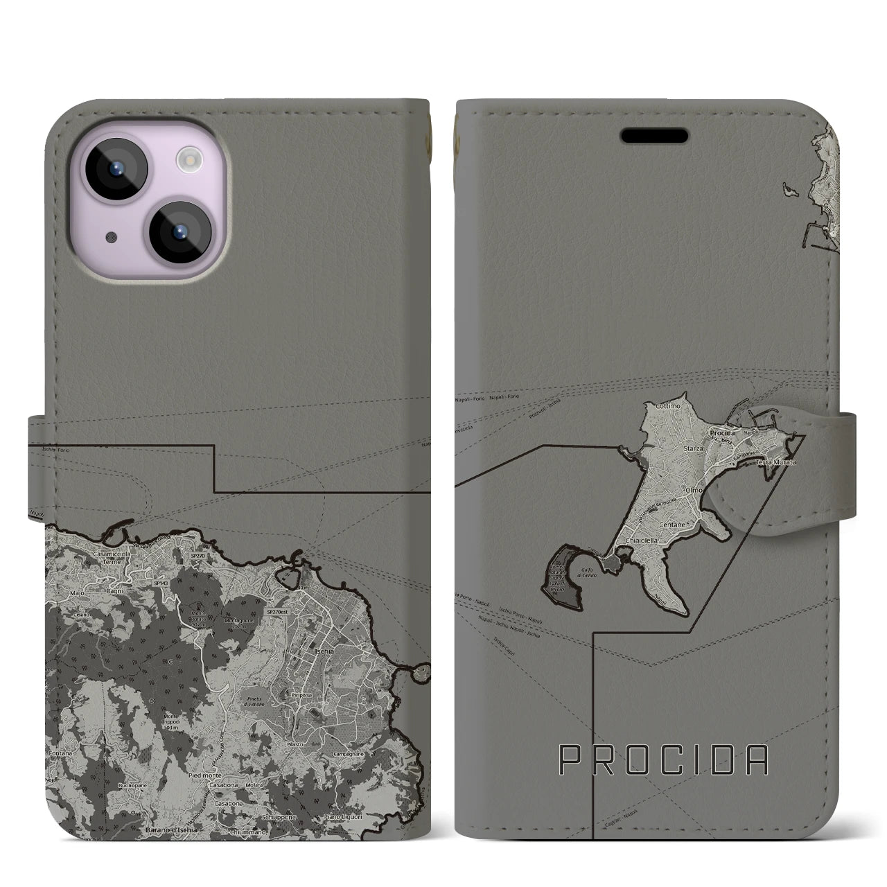 【プローチダ（イタリア）】地図柄iPhoneケース（手帳タイプ）