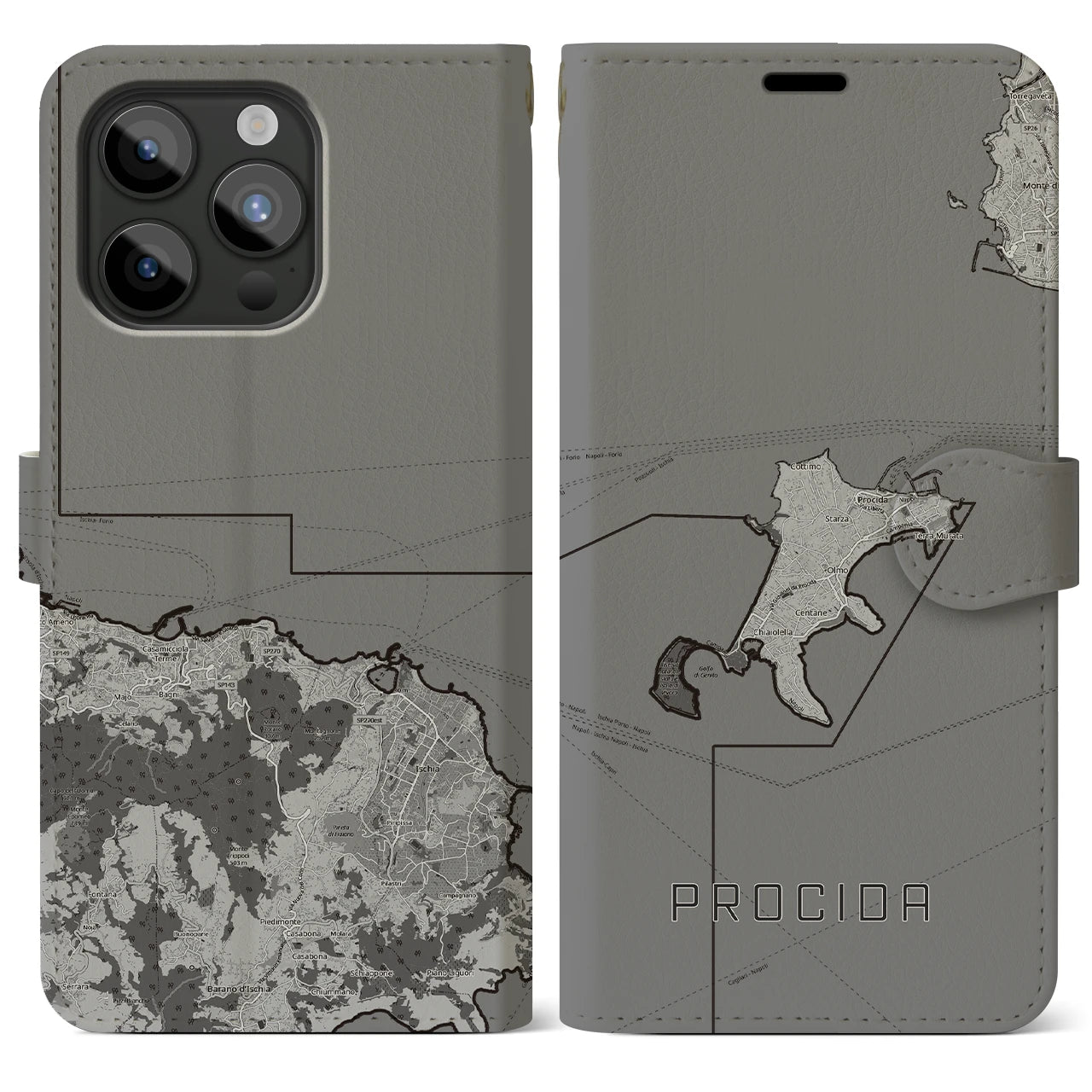 【プローチダ（イタリア）】地図柄iPhoneケース（手帳タイプ）