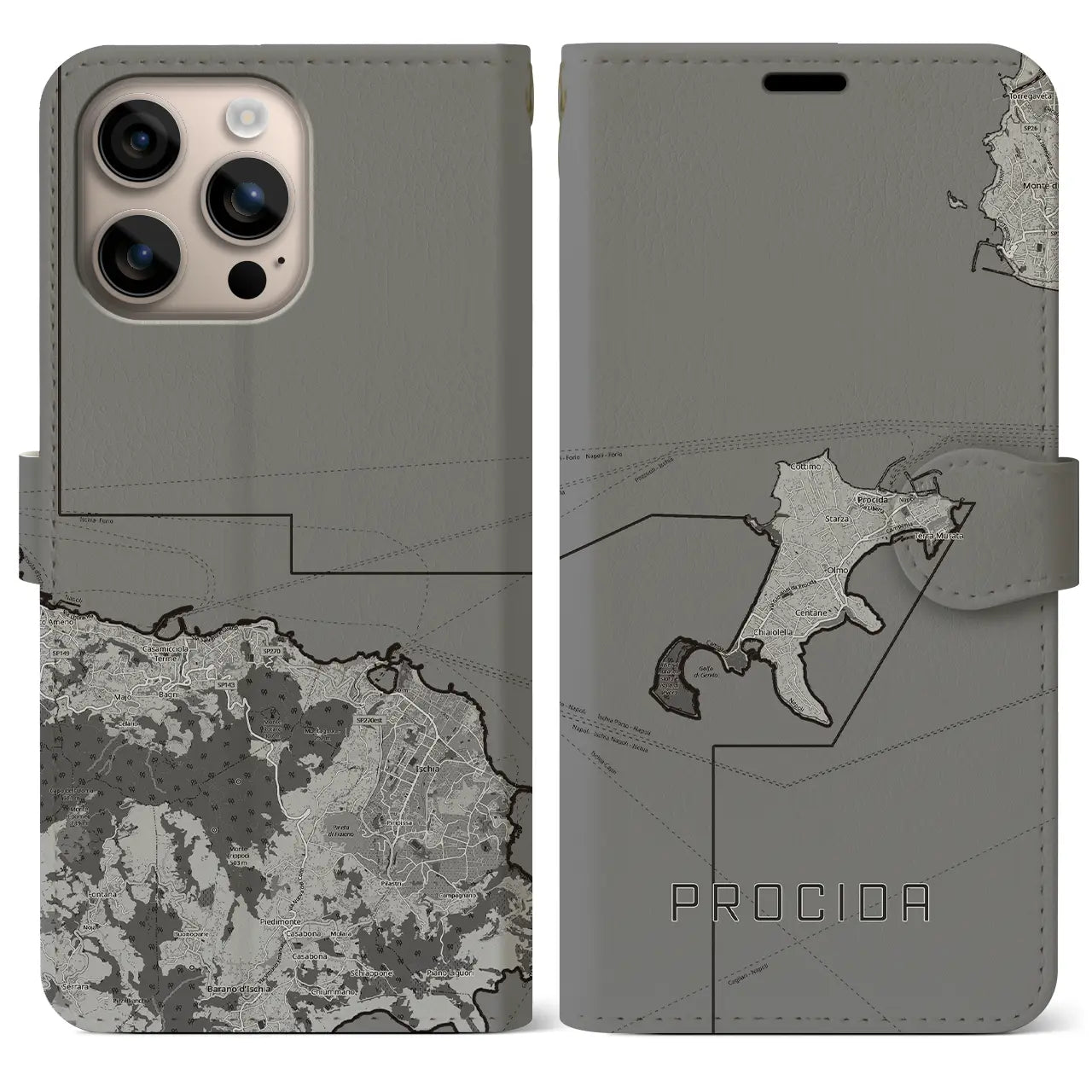 【プローチダ（イタリア）】地図柄iPhoneケース（手帳タイプ）