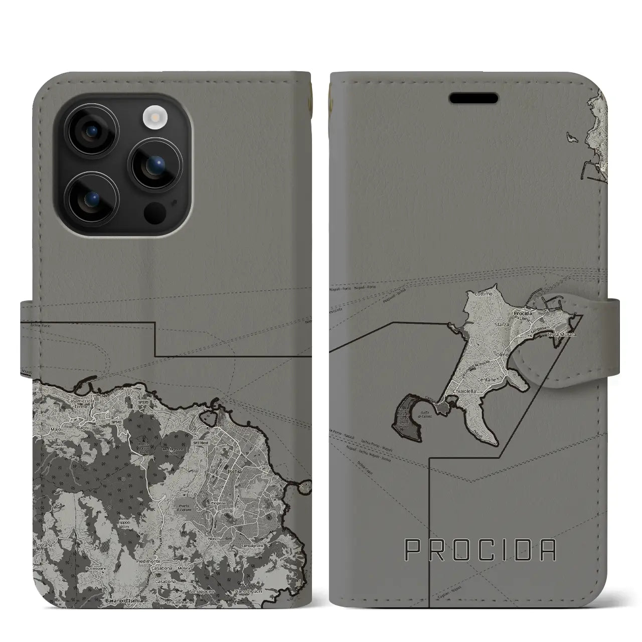 【プローチダ（イタリア）】地図柄iPhoneケース（手帳タイプ）