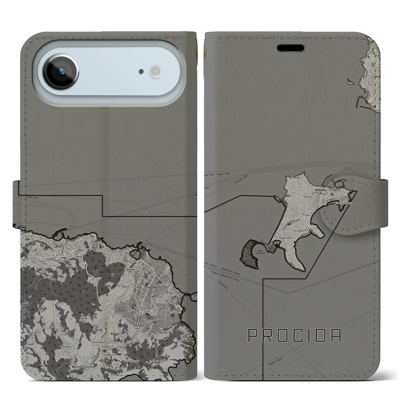 【プローチダ（イタリア）】地図柄iPhoneケース（手帳タイプ）